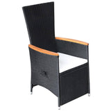 vidaXL Reclining Garden Chairs 2 pcs with Cushions Poly Rattan Black, 47683