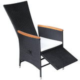 vidaXL Reclining Garden Chairs 2 pcs with Cushions Poly Rattan Black, 47683