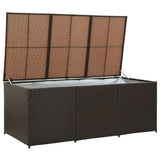 vidaXL Garden Storage Box Poly Rattan 70.8"x35.4"x29.5" Brown, 46478