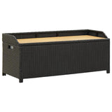 vidaXL Garden Storage Bench 47.2" Poly Rattan Black, 46480