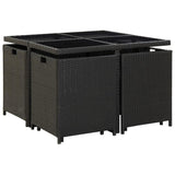 vidaXL 9 Piece Outdoor Dining Set with Cushions Poly Rattan Black, 46532