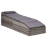 vidaXL Sunbed with Cushion Poly Rattan Gray, 46540