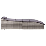 vidaXL Sunbed with Cushion Poly Rattan Gray, 46540