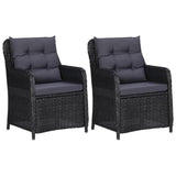 vidaXL Garden Chairs 2 pcs with Cushions Poly Rattan Black, 46548
