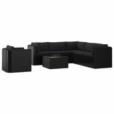 vidaXL 7 Piece Garden Lounge Set with Cushions Poly Rattan Black, 46552