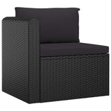 vidaXL 7 Piece Garden Lounge Set with Cushions Poly Rattan Black, 46552