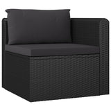 vidaXL 7 Piece Garden Lounge Set with Cushions Poly Rattan Black, 46552