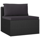 vidaXL 7 Piece Garden Lounge Set with Cushions Poly Rattan Black, 46552