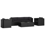 vidaXL 7 Piece Garden Lounge Set with Cushions Poly Rattan Black, 46553