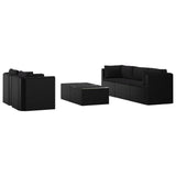vidaXL 7 Piece Garden Lounge Set with Cushions Poly Rattan Black, 46553