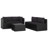vidaXL 5 Piece Garden Lounge Set with Cushions Poly Rattan Black, 46554