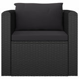 vidaXL Single Sofa with Cushions Poly Rattan Black, 46555