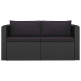 vidaXL 2 Piece Garden Sofa Set with Cushions Poly Rattan Black, 46556
