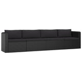 vidaXL 4 Piece Garden Sofa Set with Cushions Poly Rattan Black, 46558