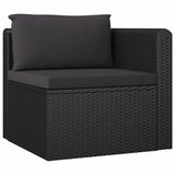 vidaXL 4 Piece Garden Sofa Set with Cushions Poly Rattan Black, 46558