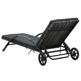 vidaXL Sun Lounger with Cushion & Wheels Poly Rattan Anthracite, 47746