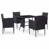 vidaXL 5 Piece Outdoor Dining Set Poly Rattan Black, 46402