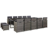 vidaXL 15 Piece Outdoor Dining Set with Cushions Poly Rattan Anthracite, 46423