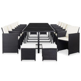 vidaXL 17 Piece Outdoor Dining Set with Cushions Poly Rattan Black, 46427