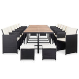 vidaXL 17 Piece Outdoor Dining Set with Cushions Poly Rattan Black, 46432
