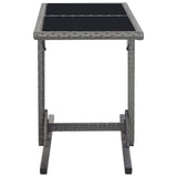 vidaXL Garden Table Black 43.3"x20.9"x28.3" Glass and Poly Rattan, 46452