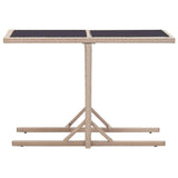vidaXL Garden Table Beige 43.3"x20.9"x28.3" Glass and Poly Rattan, 46454