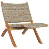 vidaXL Relaxing Chair Natural Kubu Rattan and Solid Mahogany Wood 5803