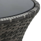 vidaXL Garden Side Table Drum Shape Gray Poly Rattan, 48152