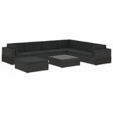 vidaXL 8 Piece Garden Lounge Set with Cushions Poly Rattan Black, 48268