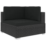 vidaXL 8 Piece Garden Lounge Set with Cushions Poly Rattan Black, 48268