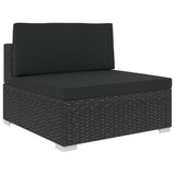 vidaXL 8 Piece Garden Lounge Set with Cushions Poly Rattan Black, 48268