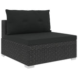 vidaXL 5 Piece Garden Lounge Set with Cushions Poly Rattan Black, 48271