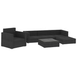 vidaXL 6 Piece Garden Lounge Set with Cushions Poly Rattan Black, 48272