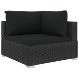 vidaXL 13 Piece Garden Lounge Set with Cushions Poly Rattan Black, 48275