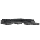 vidaXL 12 Piece Garden Lounge Set with Cushions Poly Rattan Gray, 48276