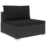 vidaXL 12 Piece Garden Lounge Set with Cushions Poly Rattan Black, 48277