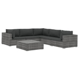 vidaXL 6 Piece Garden Lounge Set with Cushions Poly Rattan Gray, 48280