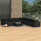 vidaXL 9 Piece Garden Lounge Set with Cushions Poly Rattan Black, 48283