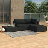 vidaXL 4 Piece Garden Lounge Set with Cushions Poly Rattan Black, 48285