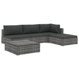 vidaXL 5 Piece Garden Lounge Set with Cushions Poly Rattan Gray, 48286