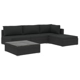 vidaXL 5 Piece Garden Lounge Set with Cushions Poly Rattan Black, 48287