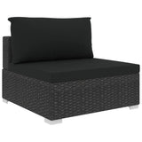 vidaXL 5 Piece Garden Lounge Set with Cushions Poly Rattan Black, 48287