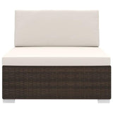 vidaXL Sectional Middle Seat with Cushions Poly Rattan Brown, 48288