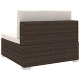 vidaXL Sectional Middle Seat with Cushions Poly Rattan Brown, 48288