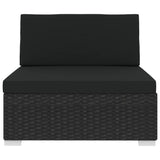 vidaXL Sectional Middle Seat with Cushions Poly Rattan Black, 48291