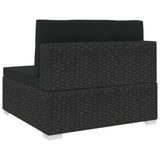 vidaXL Sectional Middle Seat with Cushions Poly Rattan Black, 48291