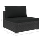 vidaXL Sectional Middle Seat with Cushions Poly Rattan Black, 48291