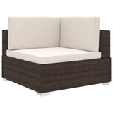 vidaXL Sectional Corner Chair with Cushions Poly Rattan Brown, 48292