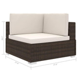 vidaXL Sectional Corner Chair with Cushions Poly Rattan Brown, 48292