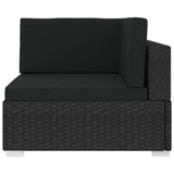 vidaXL Sectional Corner Chair with Cushions Poly Rattan Black, 48295